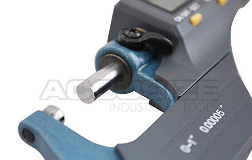 Accusize Industrial Tools 0-1''/0-25 mm by 0.00005''/0.001 mm 2 Key Electronic Digital Outside Micrometer, Metric/Imperial, Md71-0001 | 2-Key Electronic Digital, Carbide-Tipped, Data Output, 0.00005 in Resolution