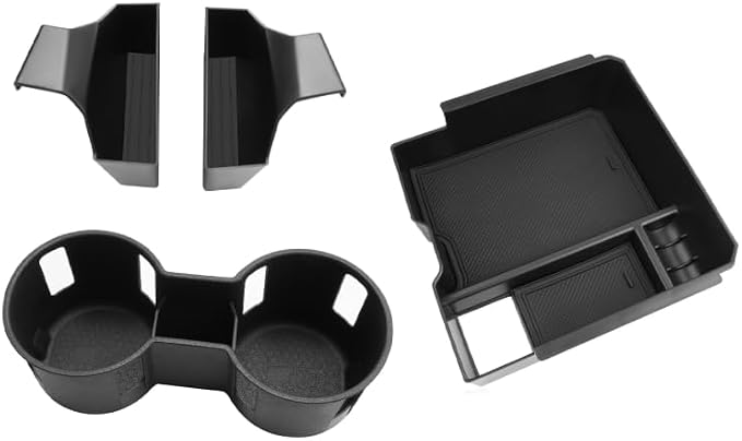 BIBIBO 4Pack for 2025 2026 Ford Ranger Center Console Organizer 2024 2025 2026 Ford Ranger (XL/XLT/Lariat/Raptor) Console Hanging Organizer Tray+Cup Holder+Central Armrest Storage Box