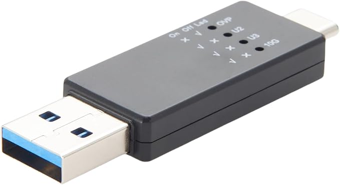 USB 10G Tester USB Type C 3.1/3.0/2.0 Hub Speed Voltage Test Tool Detection Trigger USB Port Analyzer with LED for Port Functionality QC Inspection (1PCS)