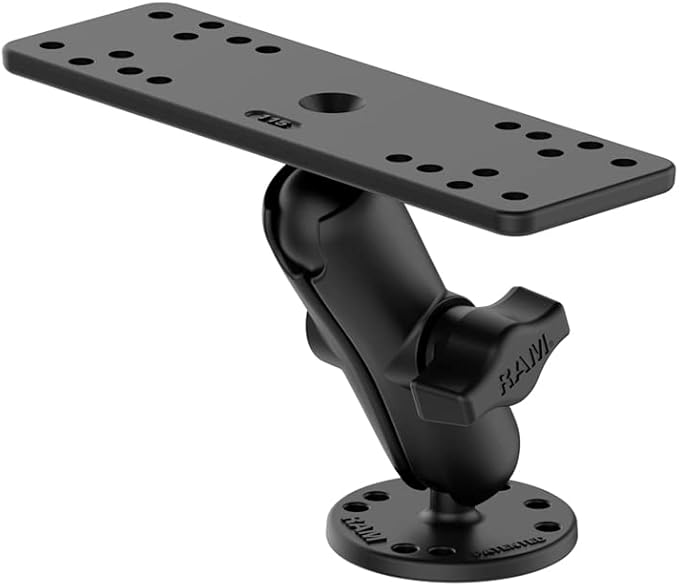 RAM MOUNTS Fish Finder Mount for Boats, Marine Electronics Drill-Down Mount with Medium Arm and AMPS Plate, Universal RAM-B-111U