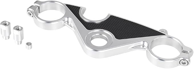 ONE.K.S Motorcycle Uplink Triple Tree Forks Front End Upper Top Clamp CNC Aluminum Steering Clamp Fit for YZF R6 European Version 2017-2025 (Silver-TX)