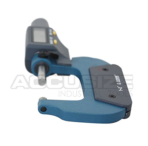 Accusize Industrial Tools Outside Micrometer, 1-2 in/25-50 mm, MD71-0002 | 2-Key Electronic Digital, Carbide-Tipped, Data Output, 0.00005 in Resolution