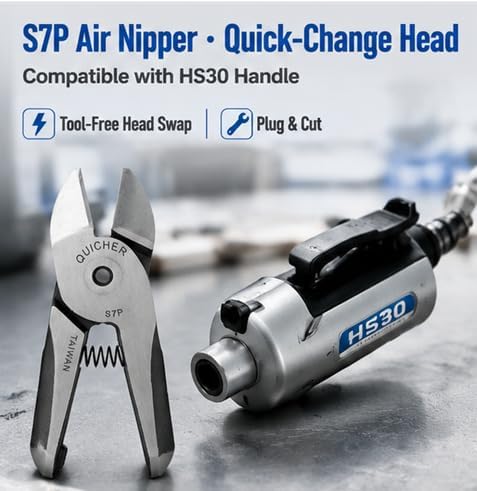 S7P Pneumatic Cutting Pliers Cutter Head Replacement Air Scissors Head Fit for HS30 Cutting Pliers 3.3mm Copper Wire 2.8mm Iron Steel Wire pneumatic cutter head