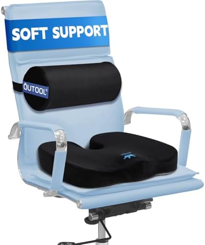 QUTOOL Seat Cushion & Soft Lumbar Roll for Office Chair