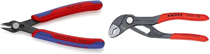 KNIPEX Electronics Super Knips & Tools - Cobra Water Pump Pliers (8701125), 5-Inch,Red and Silver