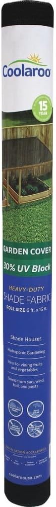 Coolaroo 30% UV Block Garden Shade Cloth for Plants - Tear-Resistant Breathable Shade Fabric for Greenhouses, Seedlings & Early Growth, 6ftx15ft Roll, Black