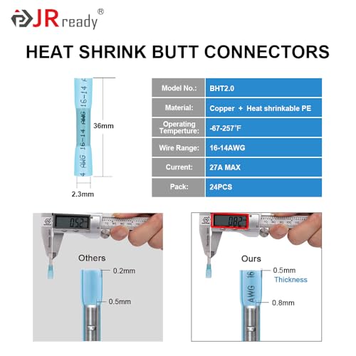 JRready 2 Pin Deutsch Connector Kit with 24pcs Butt, Butt Splice Connectors Crimping Tool ACT-AD10