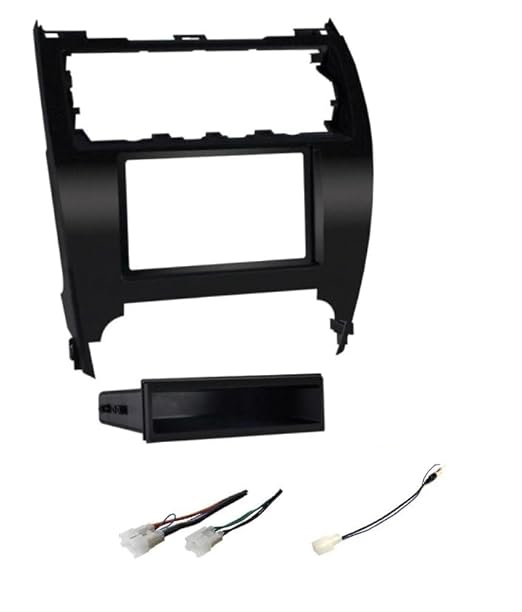 Single or Double Din Car Stereo Install Kit, Wire Connector, AM/FM Radio Antenna Adapter -Made for 2012 2013 2014 Toyota Camry -No Factory External Amp Vehicles