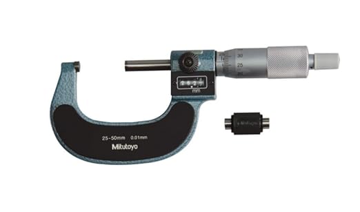 Mitutoyo 193-104 Digit Outside Micrometer, Ratchet Stop, 75-100mm Range, 0.01mm Graduation, +/-0.003mm Accuracy