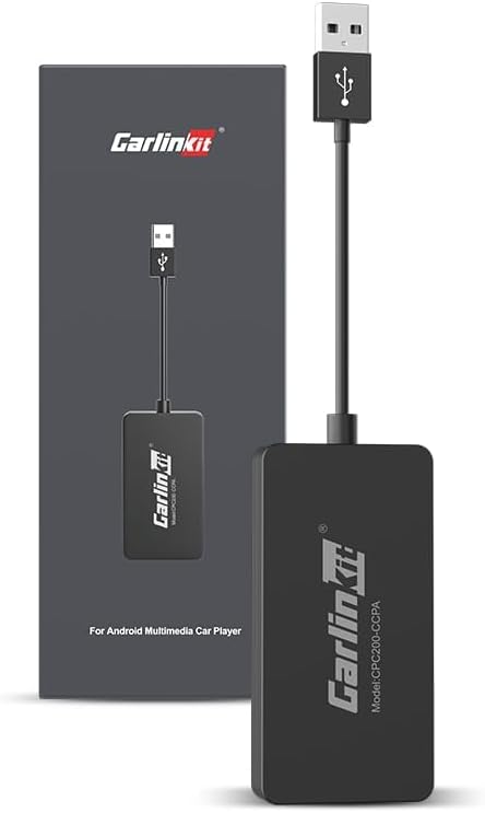 CarlinKit Wireless CarPlay Adapter USB, for Android car radios with Android System 4.4.2 or Above, The APK Must be Successfully Installed Before Using USB,Screen Mirroring, Google Maps etc