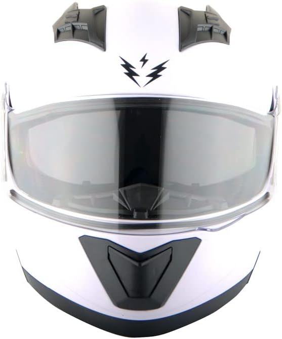 1Storm New Motorcycle Bike Modular Full Face Helmet Dual Visor Sun Shield: Glossy White