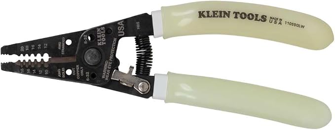 Klein Tools 8-Inch Long Nose Pliers and Wire Stripper/Cutter Bundle with Glow-in-the-Dark Grips