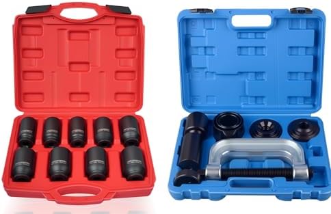 DAYUAN 9 Pcs Axle Nut Hub Impact 1/2" Drive Socket Bundle with Ball Joint Press & U Joint Removal Tool