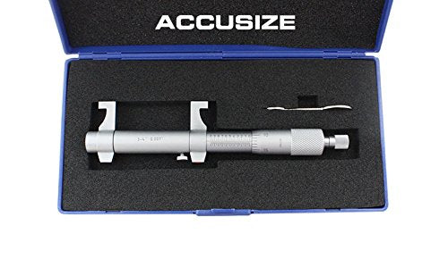 Accusize Industrial Tools 3-4'' by 0.001'' Inside Micrometer in Fitted Case, Satin Chrome Finished, Eg00-3224 | Range: 3-4", Graduation: 0.001", Accuracy: 0.00028", Resolution: 0.0001", Satin Chrome Finish