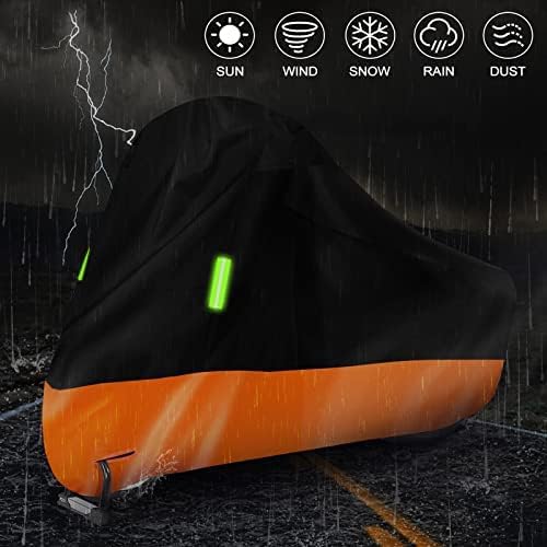 Waterproof Motorcycle Cover Replace for Harley Davidson Touring Road King/Street Glide/Road Glide with Anti-Theft Lock Hole for Outdoor Rain Snow Protection (94 to 100inches, Without Trunk)