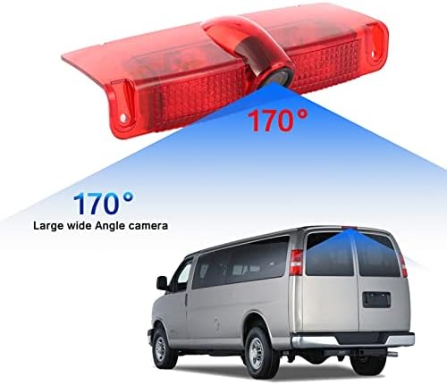 Brake Light Backup Camera for Chevrolet Express Van/GMC Savana Explorer 1500 2500 3500 2003-2019 Car Rear View High Mount Rear Light Lamp Reverse Parking Cargo Camera