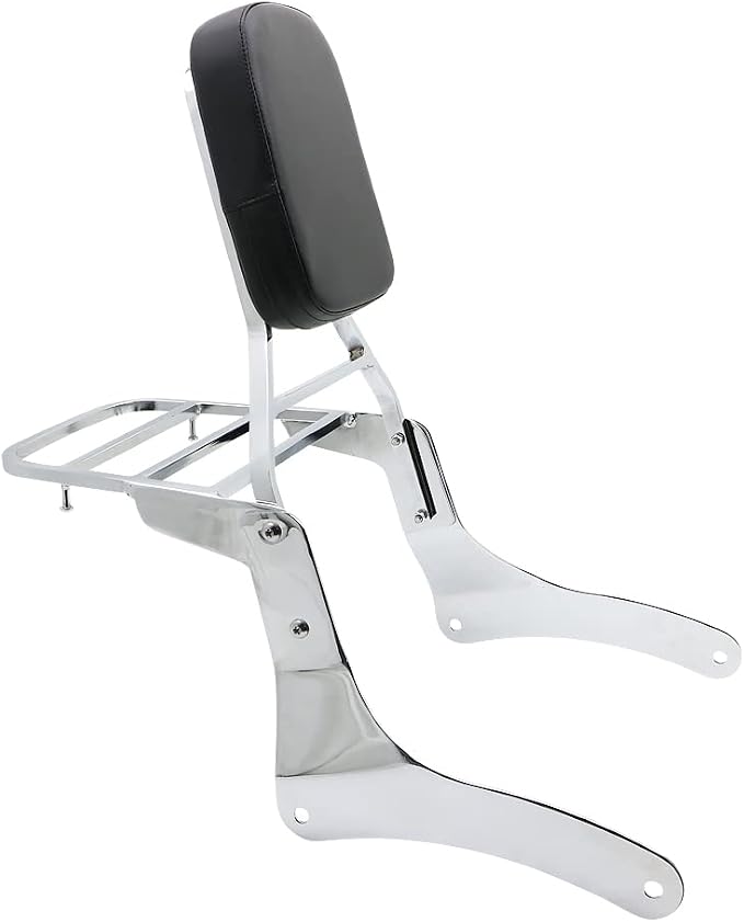 Motorcycle Accessories Sissy Bar Backrest With Luggage Rack Pad Compatible For Kawasaki Vulcan 900 VN900 Custom Classic 1996-2023 Chrome