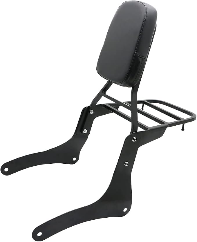 Motorcycle Accessories Sissy Bar Backrest With Luggage Rack Pad Compatible For Kawasaki Vulcan 900 VN900 Custom Classic 1996-2023, Black