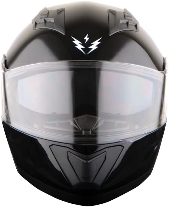 1Storm New Motorcycle Bike Modular Full Face Helmet Dual Visor Sun Shield: Glossy Black