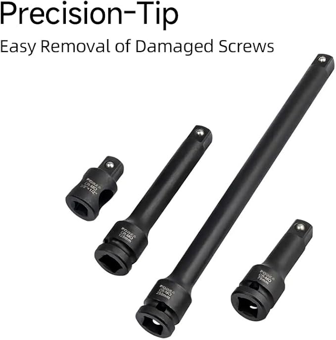19-Piece 1/2" Drive Twist Impact Socket Set, Damaged Lug Nut Remover Kit, Stripped Bolt Extractor Tool with CR-MO Steel, Professional Metric & SAE Rescue Set