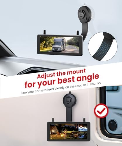 Solar Magnetic Wireless Backup Camera with a Bendable Suction Cup Bracket: Place the Monitor Anywhere You Want Without Obstructing Your View, 7.2" HD 16:9 Monitor, Receive Reliable Customer Service