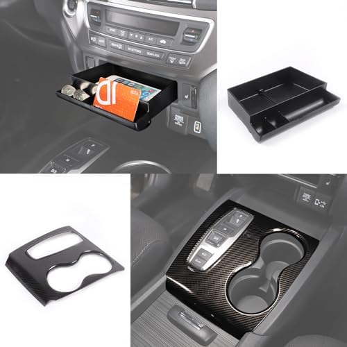 for Honda Pilot 2016-2022/ Ridgeline 2020-2023/ Passport 2019-2023 Center Console Organizer Tray & Gear Shift Panel Cover Trim