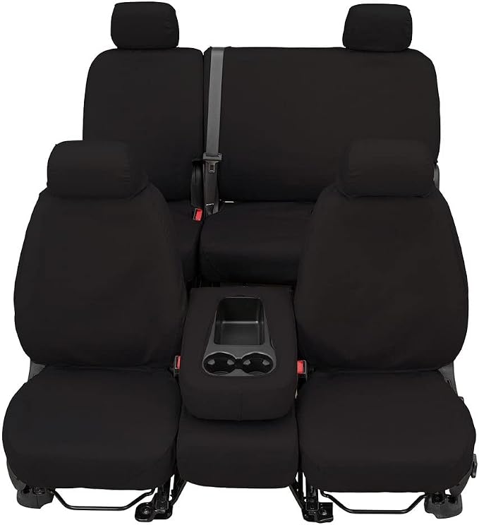 Covercraft Custom-Fit Front Bucket SeatSaver Seat Covers - Polycotton Fabric, Charcoal Black