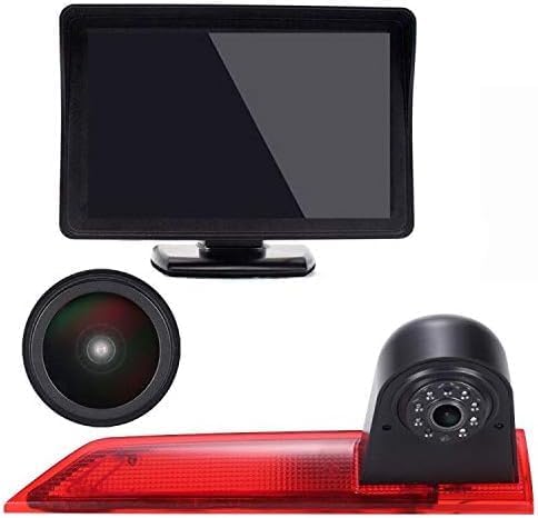 HD 1280x720pixel Third Brake Light Backup Reverse Camera+4.3 inch LCD Monitor,Car Parking Camera Replacement for Ford Transit Custom 2012-2016 Transporter Business MPV SUV Bus