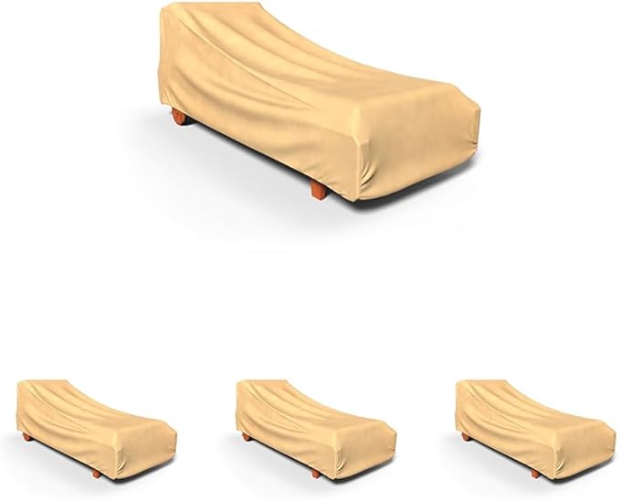 Budge All Seasons Patio Chaise Cover Lightweight, UV-Resistant, Large, Tan (Pack of 4)