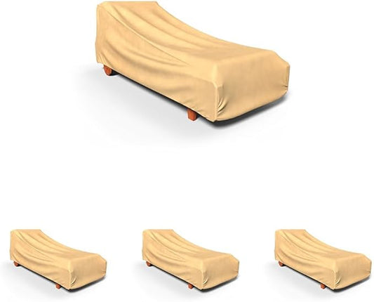 Budge All Seasons Patio Chaise Cover Lightweight, UV-Resistant, Large, Tan (Pack of 4)