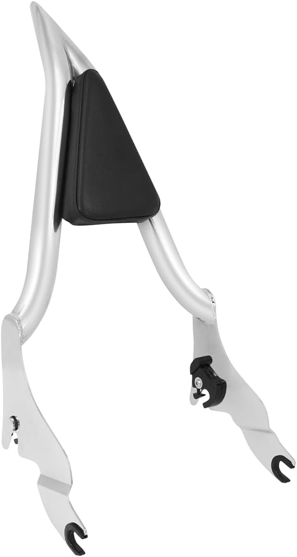 Motorcycle 16" Sissy Bar, Integrated Passenger Backrest Fit For Harley Touring Road King Street Glide Road Glide 2009-2025 Chrome