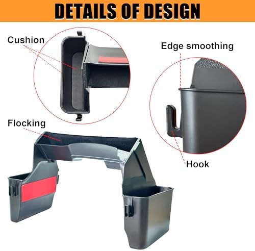 JVMA Center Console Organizer Tray and Car Trash Bag Hook Assembly for Jeep Gladiator JT and Wrangler JL JLU 2026-2018 Accessories