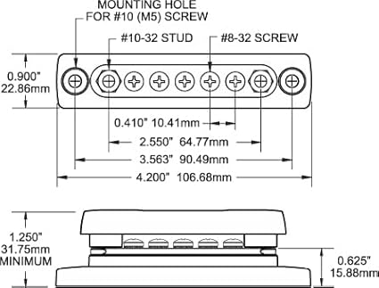 Blue Sea Systems 2314 100 Amp Mini BusBar with 5 screws and a cover