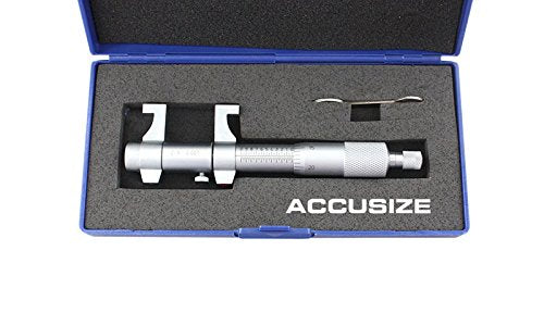 Accusize Industrial Tools 2-3'' by 0.001'' Inside Micrometer in Fitted Case, Satin Chrome Finished, Eg00-3223 | Range: 2-3", Graduation: 0.001", Accuracy: 0.00028", Resolution: 0.0001", Satin Chrome Finish
