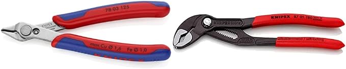 KNIPEX Tools Electronics Super Knips (7803125) and KNIPEX 8701180 7-1/4-Inch Cobra Pliers