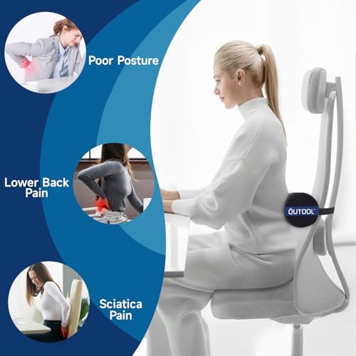 QUTOOL Seat Cushion & Soft Lumbar Roll for Office Chair