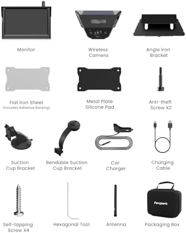 Solar Magnetic Wireless Backup Camera with a Bendable Suction Cup Bracket: Place the Monitor Anywhere You Want Without Obstructing Your View, 1080P HD Quality, and Receive Reliable Customer Service