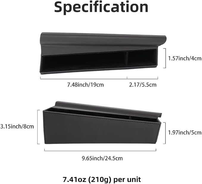 Center Console Organizer for BMW 5 Series G60 2024 2025 2026, Leather Central Control Side Storage Box Compatible with BMW 5 Series Accessories, Car Accessories Interior (2PCS Black)