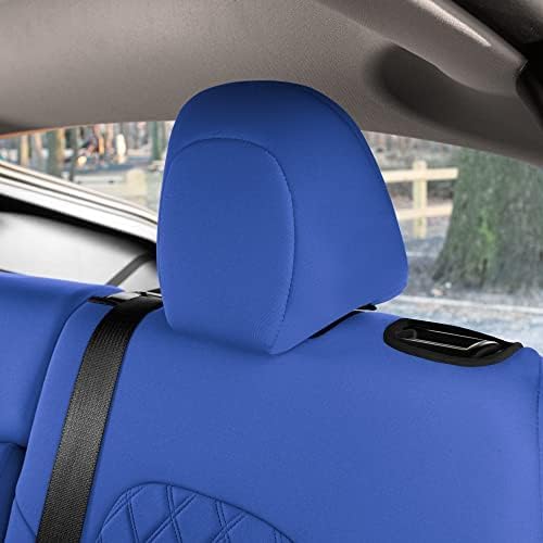 FH Group Custom Fit Car Seat Covers Specifically Made for 2020-2025 Tesla Model Y Ultraflex Neoprene Water Resistant Automotive Seat Covers - Rear Set Solid Blue