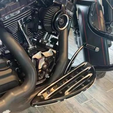 Motorcycle Floorboards Set Driver Passenger Footboards Front Rear Foot Pegs Brake Pedal Fit For Harley Touring Road Glide Street Glide Electra Glide Softail Dyna (Black)