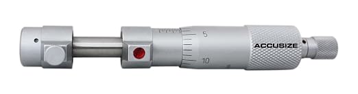 Accusize Industrial Tools 1-2'' by 0.001'' Inside Micrometer in Fitted Case, Satin Chrome Finished, Eg00-3222 | Range: 1-2", Graduation: 0.001", Accuracy: 0.00028", Resolution: 0.0001", Satin Chrome Finish