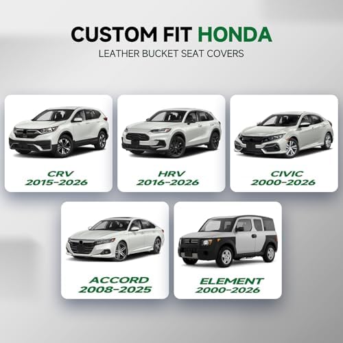 GIANT PANDA Interior Accessories Bundle for Honda CR-V HR-V Civic Accord, Front Seat Covers & Microfiber Leather Steering Wheel Cover, Full Interior Protection Set, Anti-Slip, Easy Install