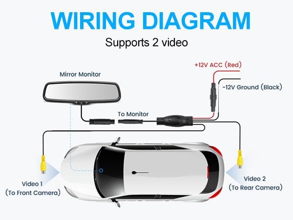 EVGATSAUTO Car Mirror Monitor, 4.3 inch HD 480 x 272 Resolution Digital Auto Dimming Rear View Parking Monitor with Bracket
