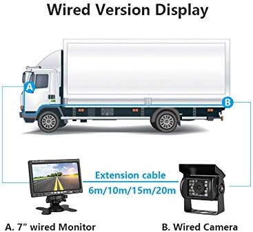 Backup Camera Kit 7 inch 4-Spilt Monitor Rear View Cameras with IP 67 Waterproof 18 IR Night Vision Car Camera for Tucks, RVs,Trailers,Bus,Vans + 4pcs 10m/393.7inch Cables Vehicle Backup Camera