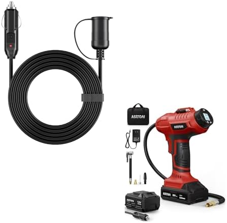 AstroAI Cordless Tire Inflator and AstroAI 12Ft/12V Cigarette Lighter Extension Cord