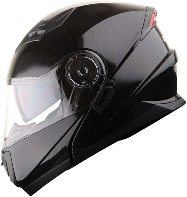 1Storm New Motorcycle Bike Modular Full Face Helmet Dual Visor Sun Shield: Glossy Black