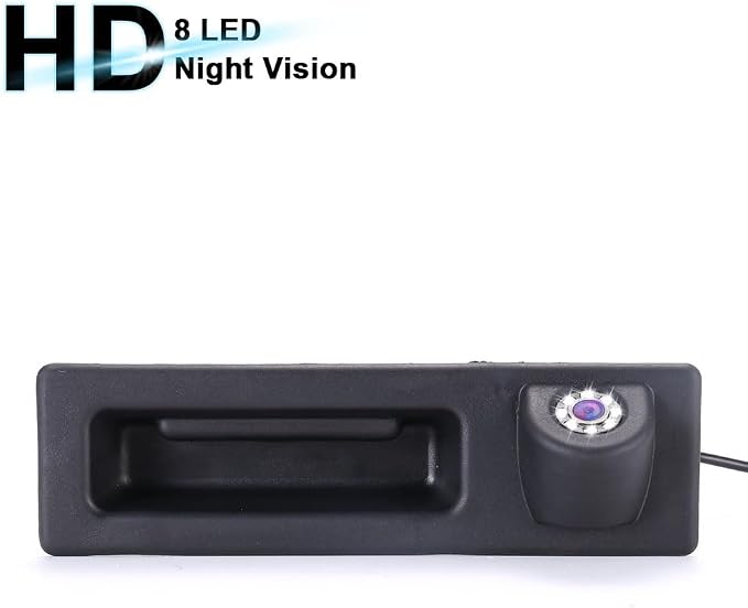 HD 8LED Night Vision Rear View Reverse Trunk Handle Backup Camera Compatible with BMW 520Li 525Li 530i 535Li 328Li 320Li Z3 Z4 Z8 i3/328i/F30 316i/F15/E60 E61 E70 E71 E72 E82 E88 E84 E90 E91 E92 E93