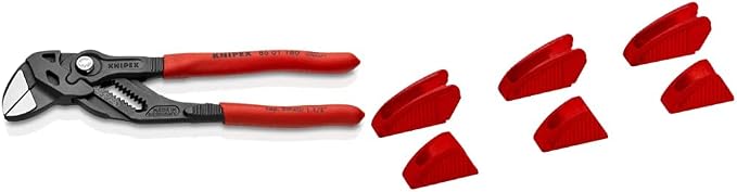 KNIPEX Tools - Pliers Wrench, Black Finish (8601180), 7 1/4-Inch, Black Finish & Jaw Protectors for 7 1/4" Pliers Wrench