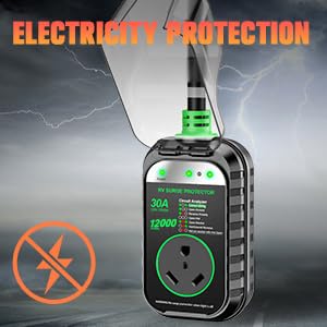 GEARGO RV Surge Protectors 30 Amp RV Circuit Analyzer, [𝟐𝟎𝟐𝟔 𝐍𝐞𝐰 𝐔𝐩𝐠𝐫𝐚𝐝𝐞𝐝 & 𝐆𝐞𝐧𝟐] Full Protection, RV Adapter Plug for Camper(Green)