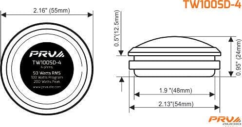 PRV AUDIO TW100SD-4 Soft Dome Tweeter Pair, 28 mm Dome, 4 Ohm, Sleek Flush Mount Design, Lightweight, Neodymium Magnets, Mounting Bracket Included (Pair)